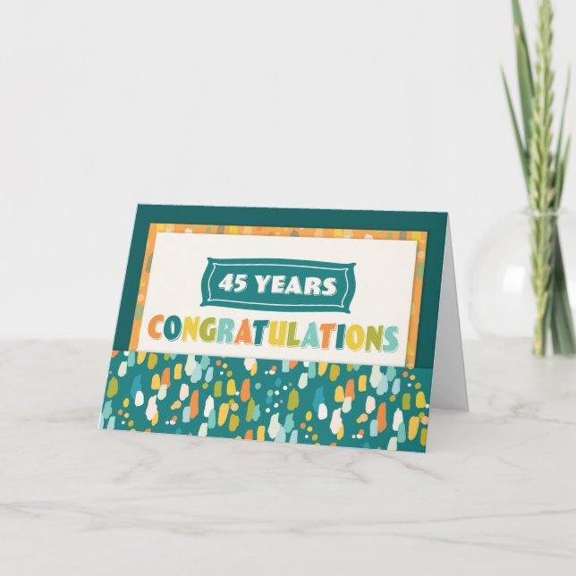Employee 45th Anniversary Colourful Congratulation Card (Front)