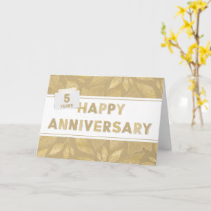 Employee 5th Anniversary Neutral and Gold Colours Card