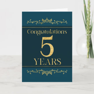 Employee 5th Anniversary Stylish Formal Elegant Card