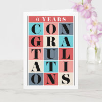 Employee 6th Anniversary Congratulations Grid Card