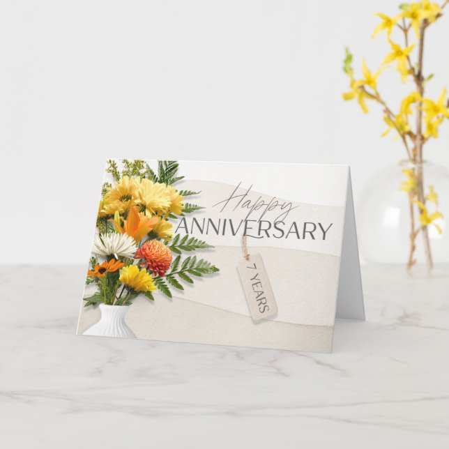 Employee 7th Anniversary Fresh Flowers Card (Yellow Flower)