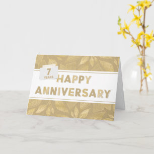 Employee 7th Anniversary Neutral and Gold Colours Card