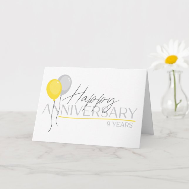 Employee 9th Anniversary Font Duo and Balloons Card (Small Plant)