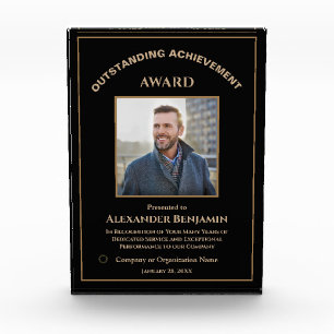 Employee Achievement Logo Gold Award Custom Photo Block