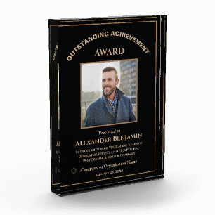 Employee Achievement Logo Gold Award Custom Photo Block