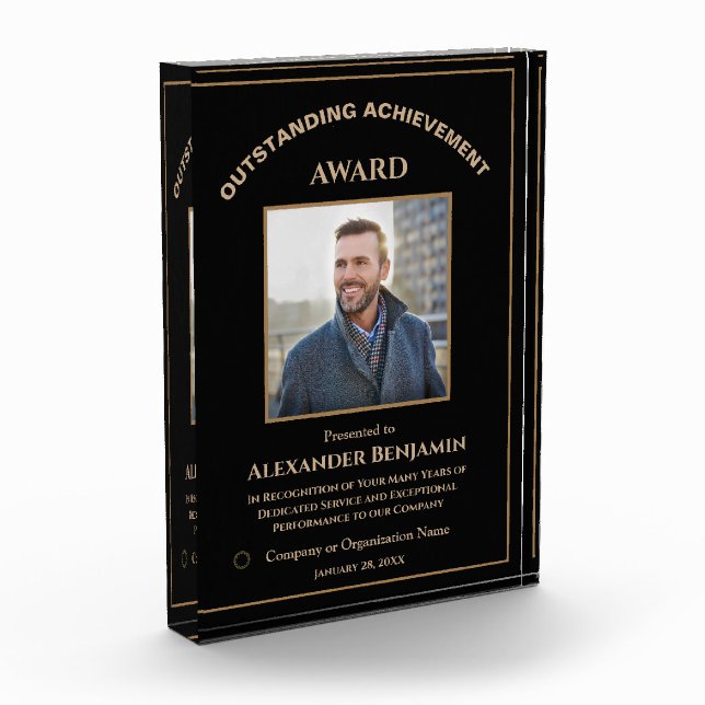 Employee Achievement Logo Gold Award Custom Photo Block (Left)
