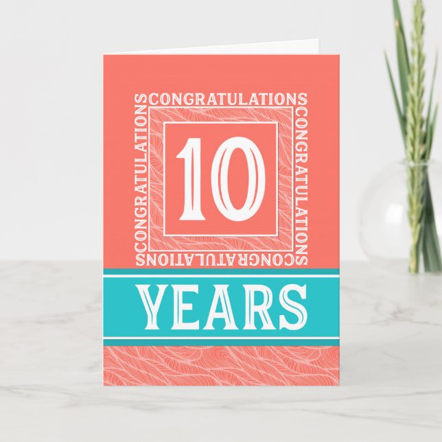 Employee Anniversary 10 Years - Decorative Card (Front)