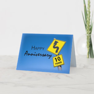 Employee Anniversary, 10 Years Road Sign Card