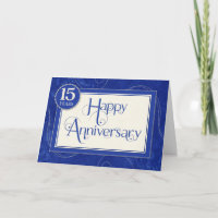 Employee Anniversary 15 Years - Text Swirls Blue