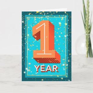 Employee Anniversary 1 Year - Bold Numbers Card