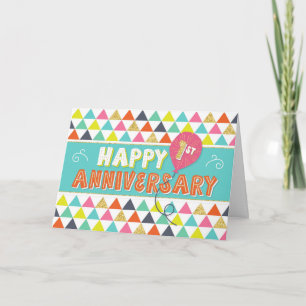 Employee Anniversary 1 Year - Colourful Pattern Card