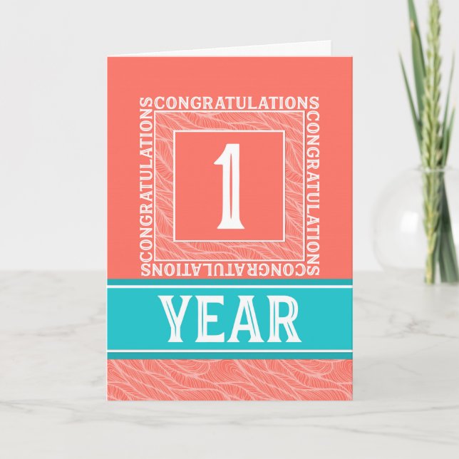 Employee Anniversary 1 Year - Decorative Card (Front)
