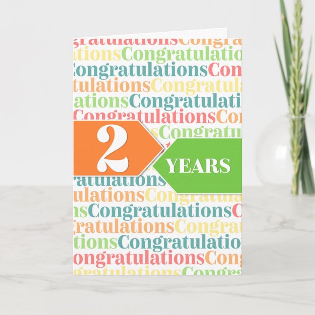 Employee Anniversary 2 Years Colourful Pattern Card (Front)