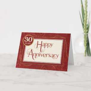 Employee Anniversary 30 Years - Text Swirls Damask Card