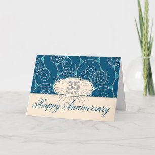 Employee Anniversary 35 Years - Blue Swirls Card