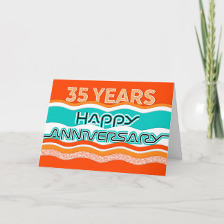 Employee Anniversary 35 Years Colorful Waves Card