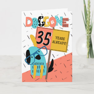 Employee Anniversary 35 Years Comic Dog Card