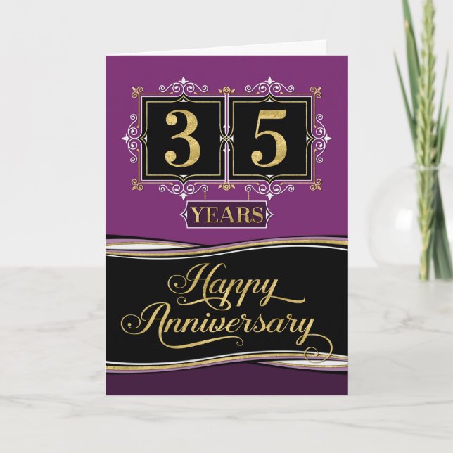 Employee Anniversary 35 Yrs Decorative Formal Plum Card (Front)