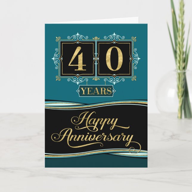 Employee Anniversary 40 Yrs Decorative Formal Jade Card (Front)