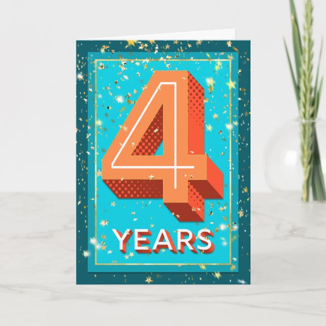 Employee Anniversary 4 Years - Bold Numbers Card (Front)