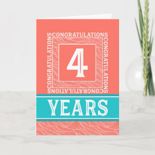 Employee Anniversary 4 Years - Decorative Card