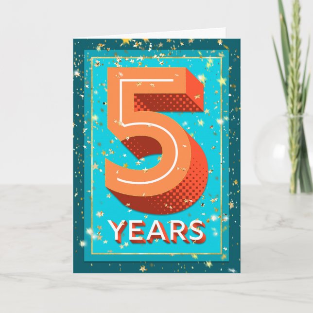 Employee Anniversary 5 Years - Bold Numbers Card (Front)