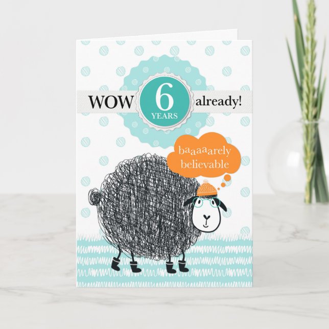 Employee Anniversary 6 Years Fun Sheep Card (Front)