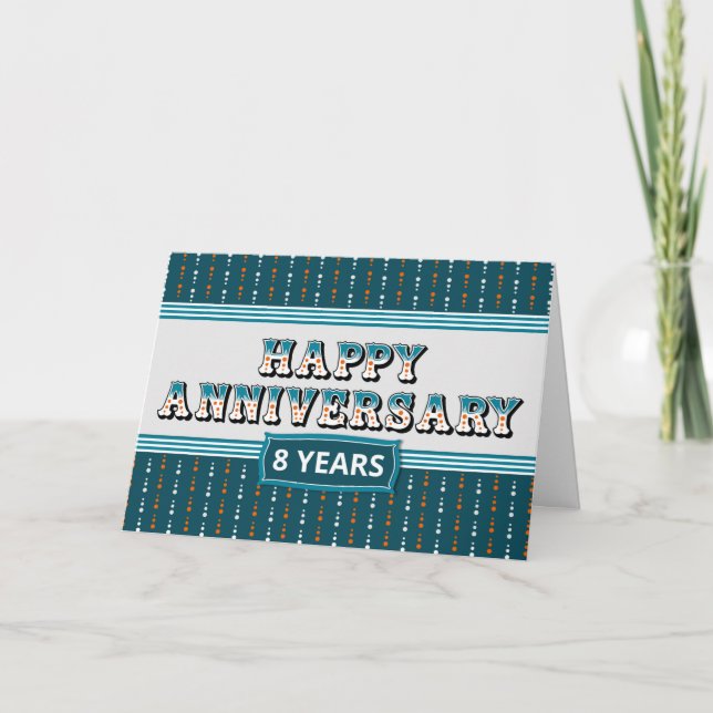 Employee Anniversary 8 Years Decorative Text Card (Front)
