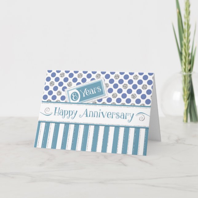 Employee Anniversary 8 Years Jade Blue Card (Front)