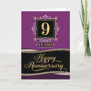 Employee Anniversary 9 Year Decorative Formal Plum Card