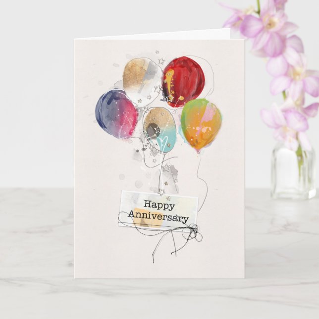 Employee Anniversary Balloons Card (Orchid)