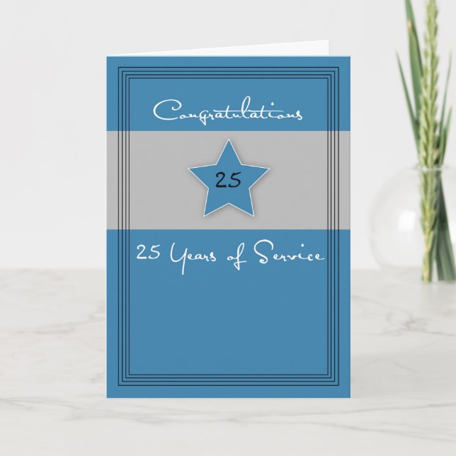 Employee Anniversary Blue and Grey, 25 Years Card (Front)