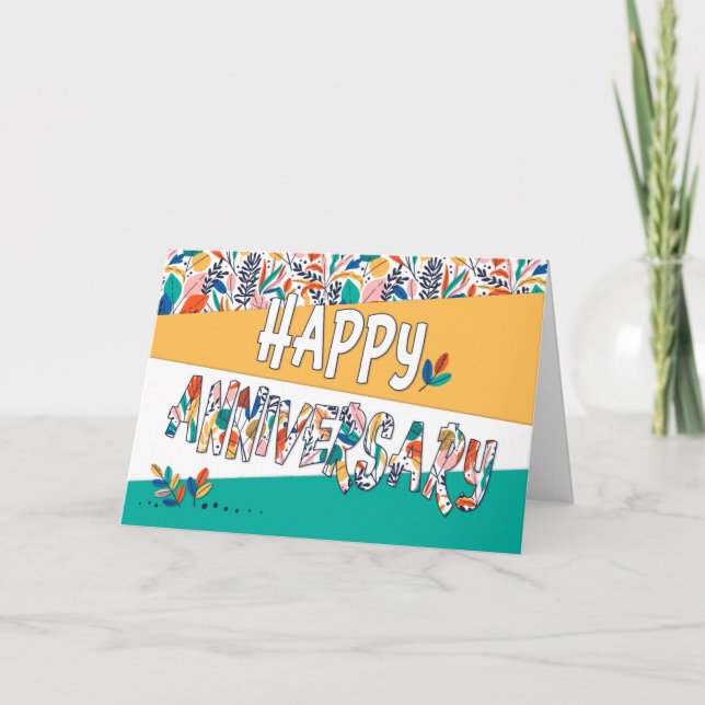 Employee Anniversary Bright Colours Pattern Card (Front)