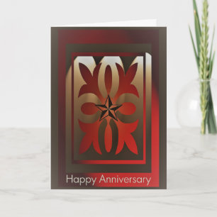Employee Anniversary Card Elegant Red and  Gold
