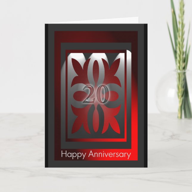 Employee Anniversary Cards 20 Years Red and Black (Front)
