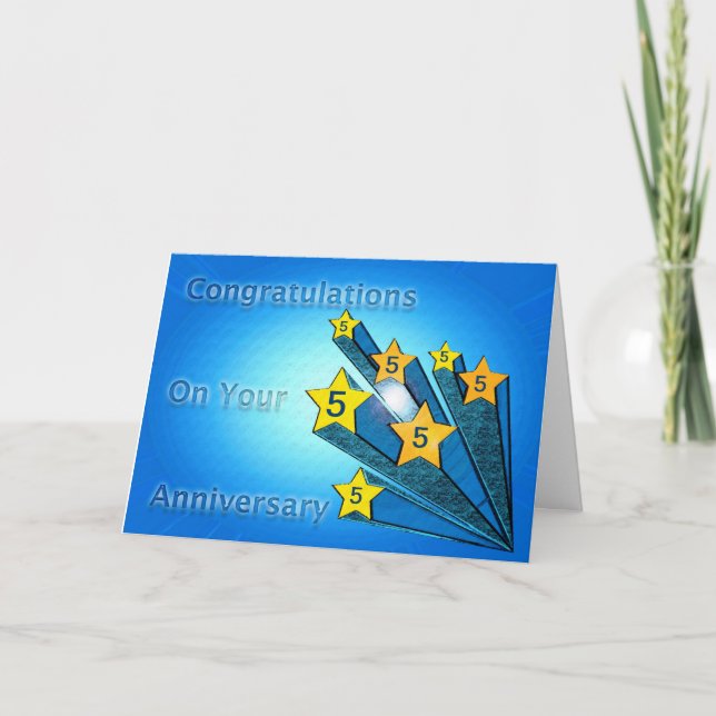 Employee Anniversary Customisable Shooting Stars Card (Front)