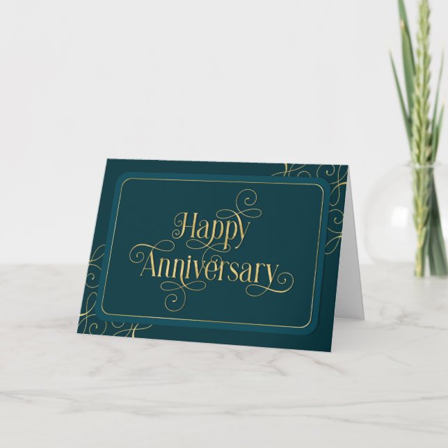 Employee Anniversary Elegant Jade Corporate Card (Front)