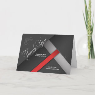 Employee Anniversary Grayscale with Red Thank You Card