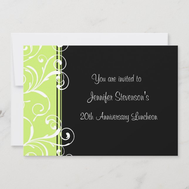 Employee Anniversary Lunch Invitations Green Black (Front)