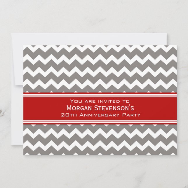 Employee Anniversary Party Invitation Grey Chevron (Front)