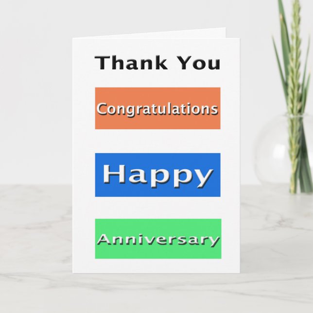 Employee Anniversary Simple Thank You Card (Front)