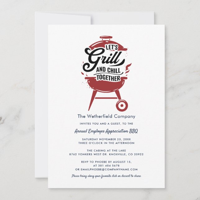 Employee Appreciation BBQ Grill and Chill Event Invitation (Front)