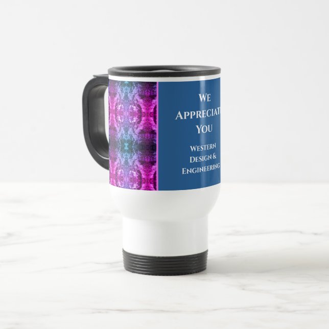 Employee Appreciation Bright Kaleidoscope Business Travel Mug (Front Left)