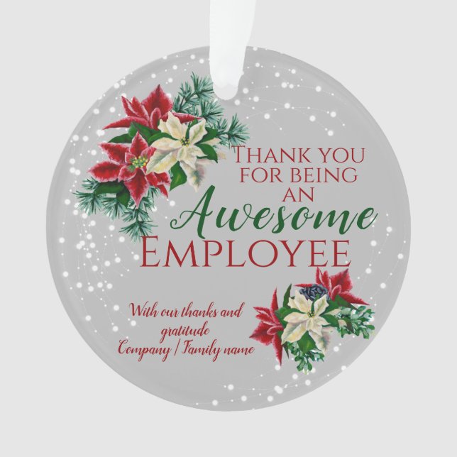 Employee Appreciation Festive Floral Poinsettia Ornament (Front)