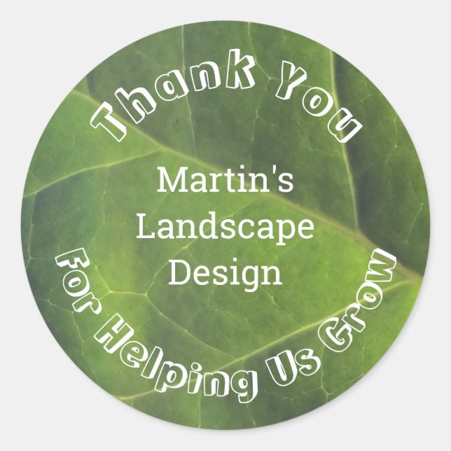 Employee Appreciation Green Leaf Professional Classic Round Sticker (Front)