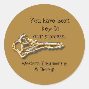 Employee Appreciation Metal Key Business Thank You Classic Round Sticker