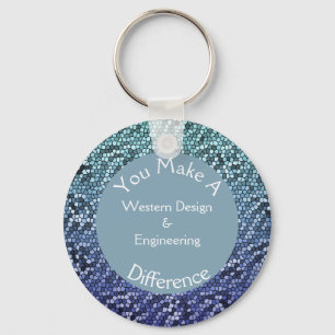 Employee Appreciation Mosaic Blue Tiles Thank You Key Ring