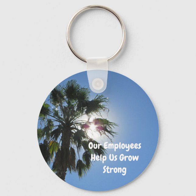 Employee Appreciation Palm Tree Tropical Business Key Ring (Front)