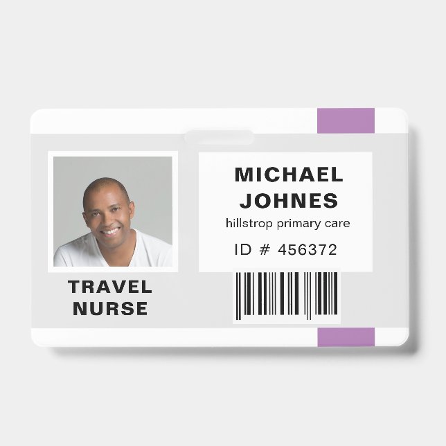 employee bar code photo name tag ID badge (Front)