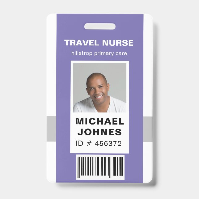 employee bar code photo name tag ID badge (Front)